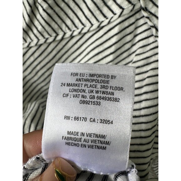 Anthropologie MaEve Kenley Mini Pleats Neckline Stripe Long Sleeve Top M - Picture 10 of 10